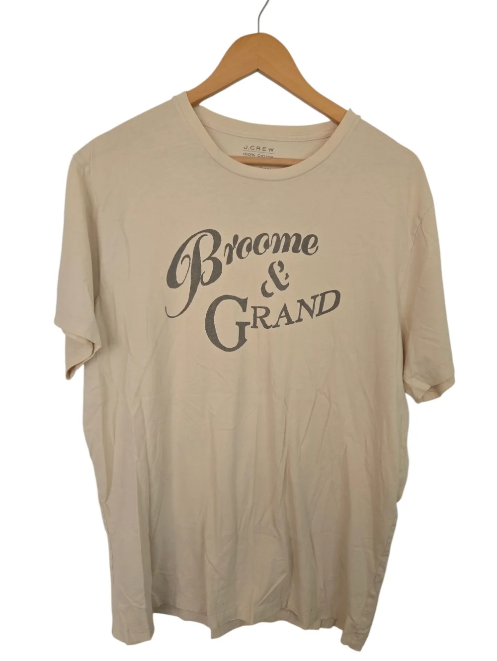 J.Crew Y2K Minimalist Graphic Tee XL Beige “Become Grand” Preppy Aesthetic
